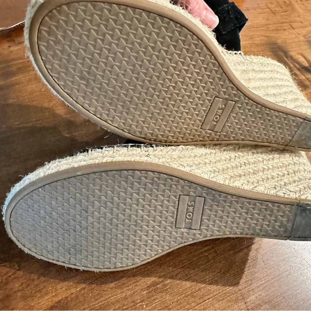 Toms Black Suede Espadrille Sandals
